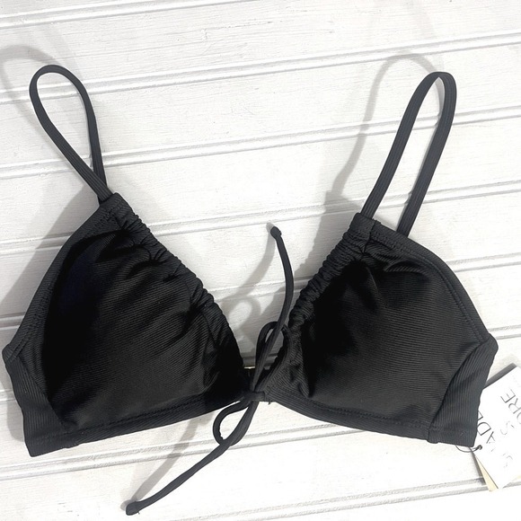 Shade & Shore Other - Shade & Shore Ribbed Bikini Swim Top Womens Small Black Adjustable Stretch NWT